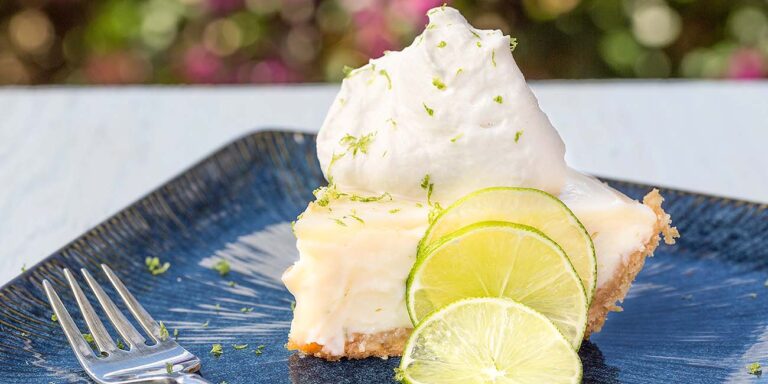 Key lime pie served on a plate